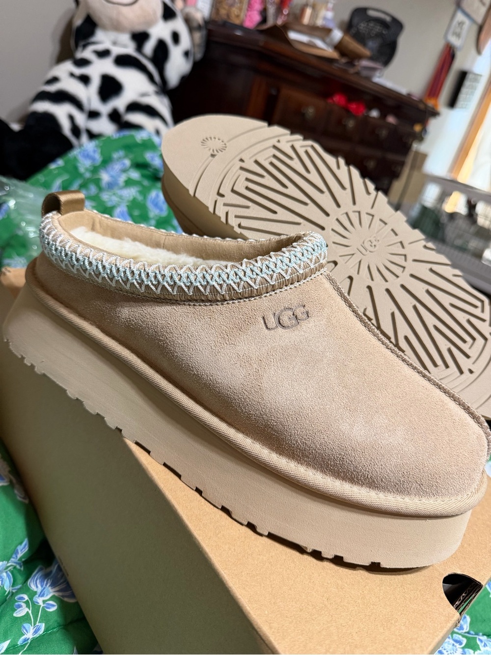UGG Women’s Suede Slip-On Clog in Chestnut Tan